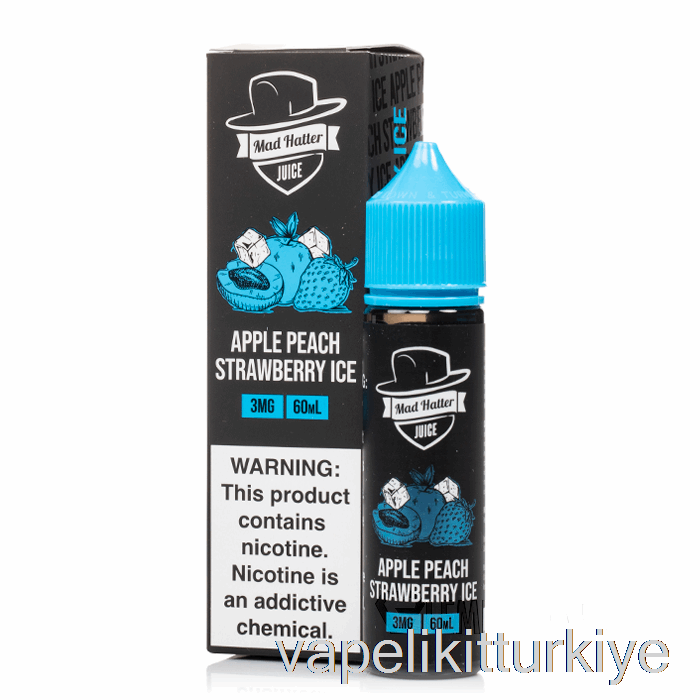 Vape Likit Elma şeftali çilekli Buz - çılgın şapkacı - 60ml 0mg